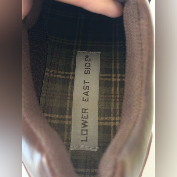 Vintage 90s Y2K Lower East Side Brown Chunky Platform Lace Up Oxford Shoes 7.5 - Picture 9 of 11